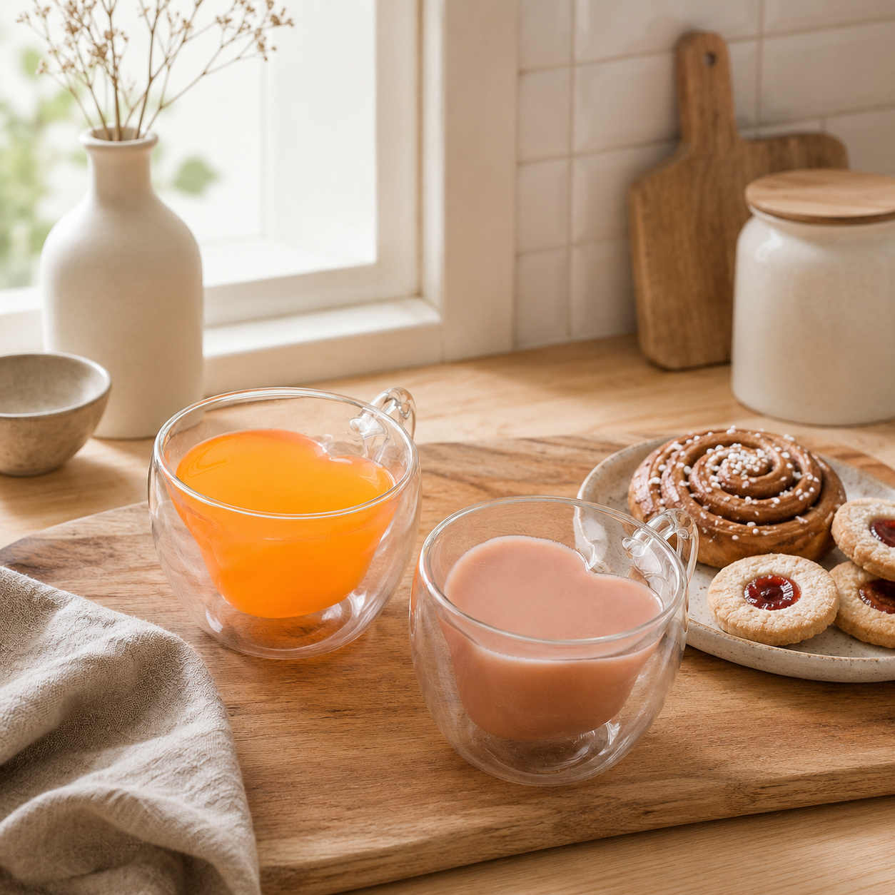 Taza de vidrio doble pared con diseño interior 300ml