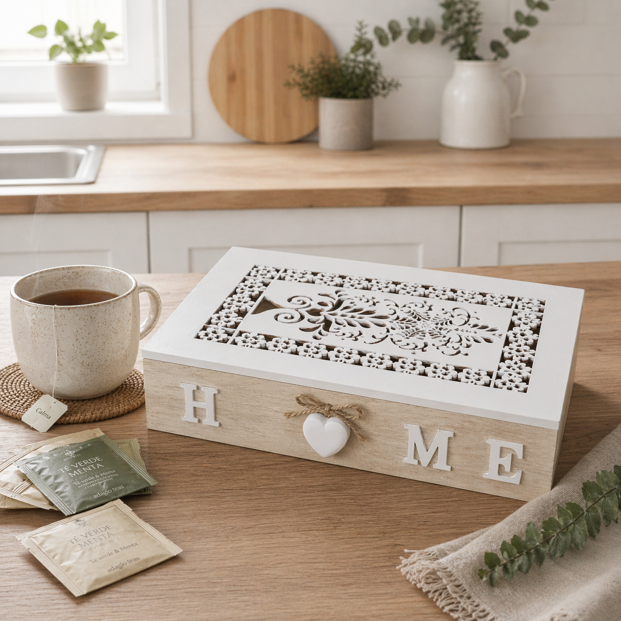 Caja Organizadora de Té “HOME” minimalista