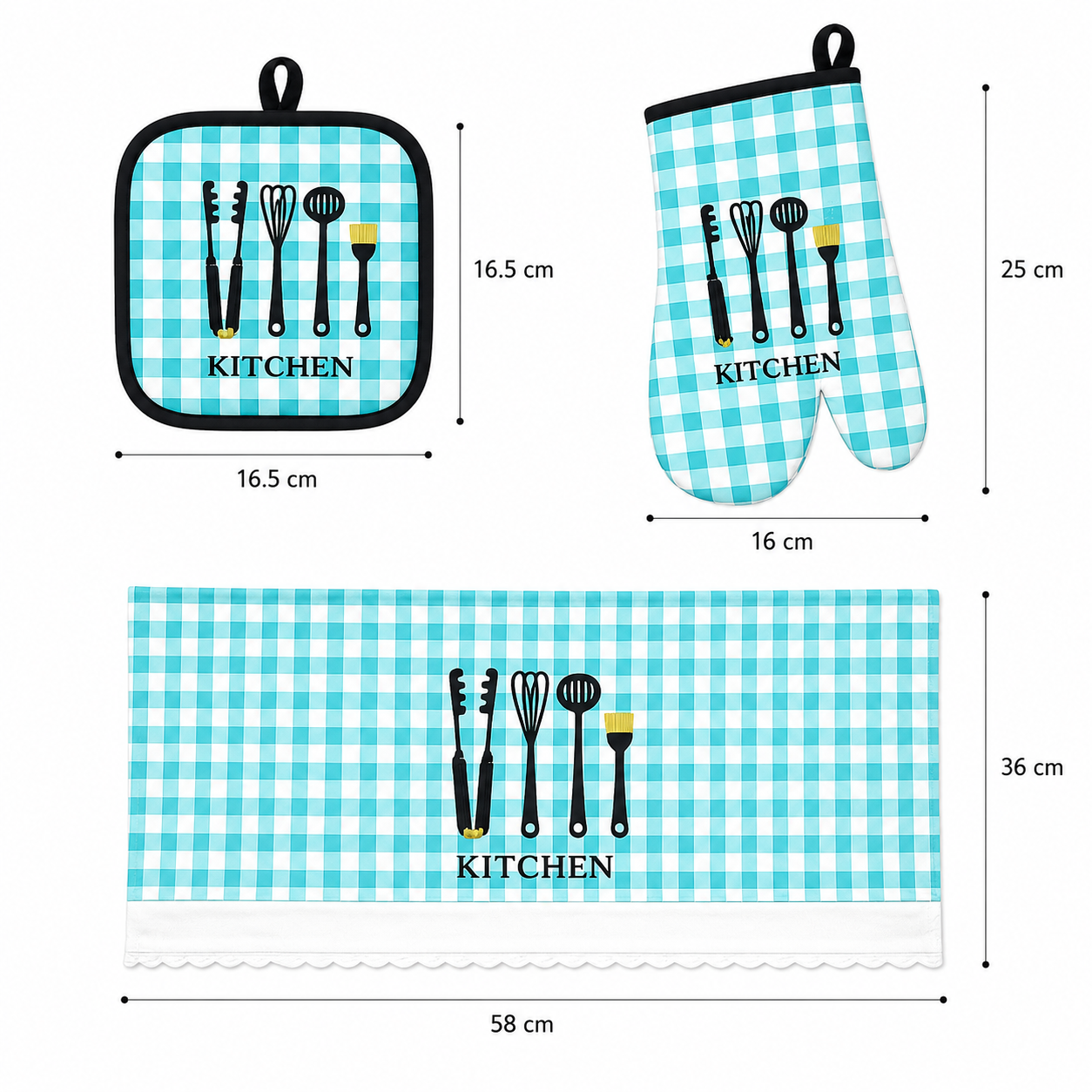 Set de cocina cuadros 3 piezas