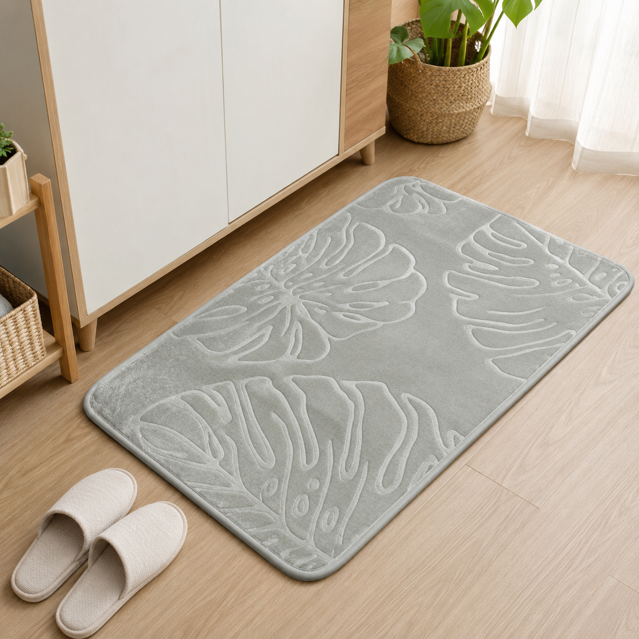 Alfombra Absorbente con Diseño de Hojas