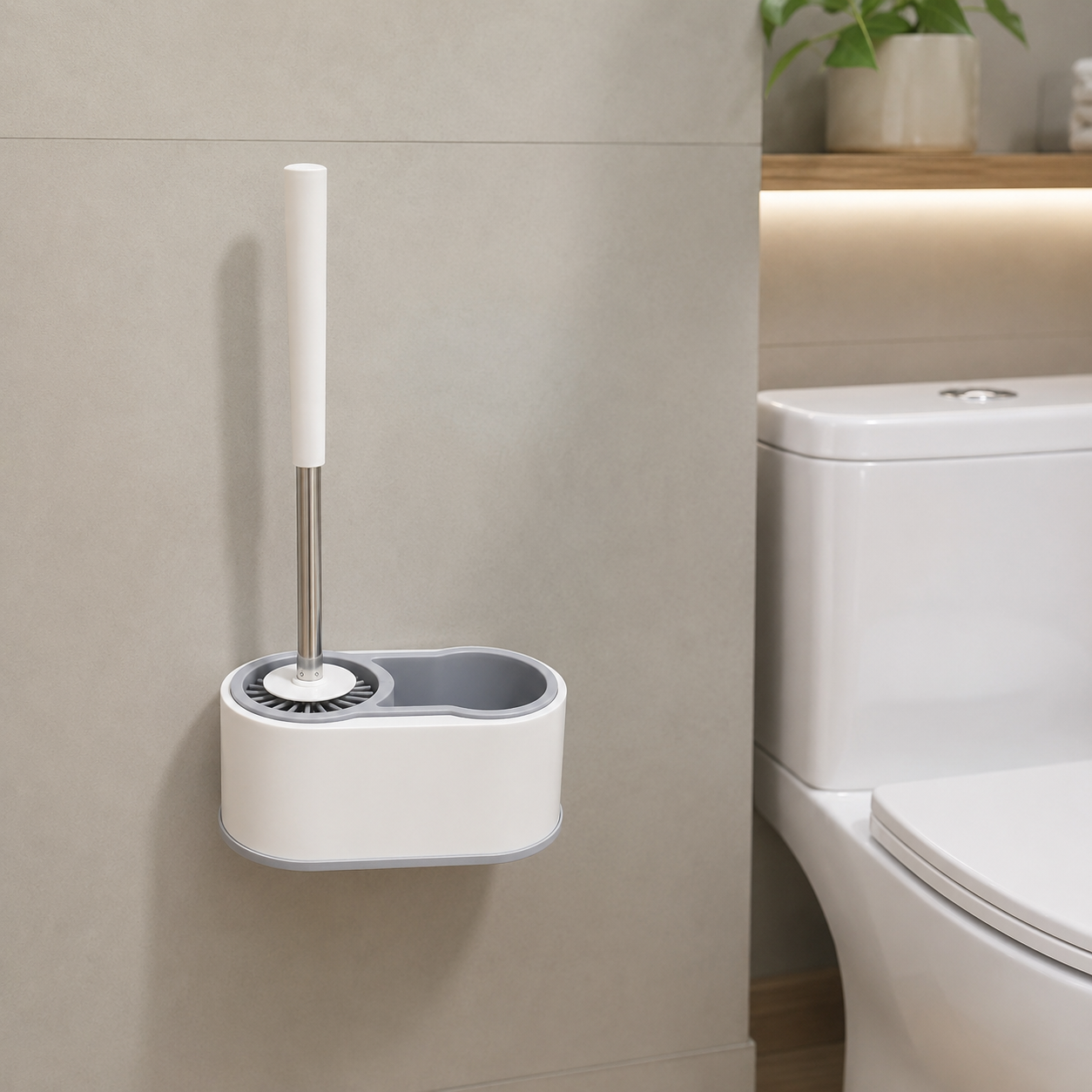 Escobilla de Baño de Silicona con Base Desmontable para Pared