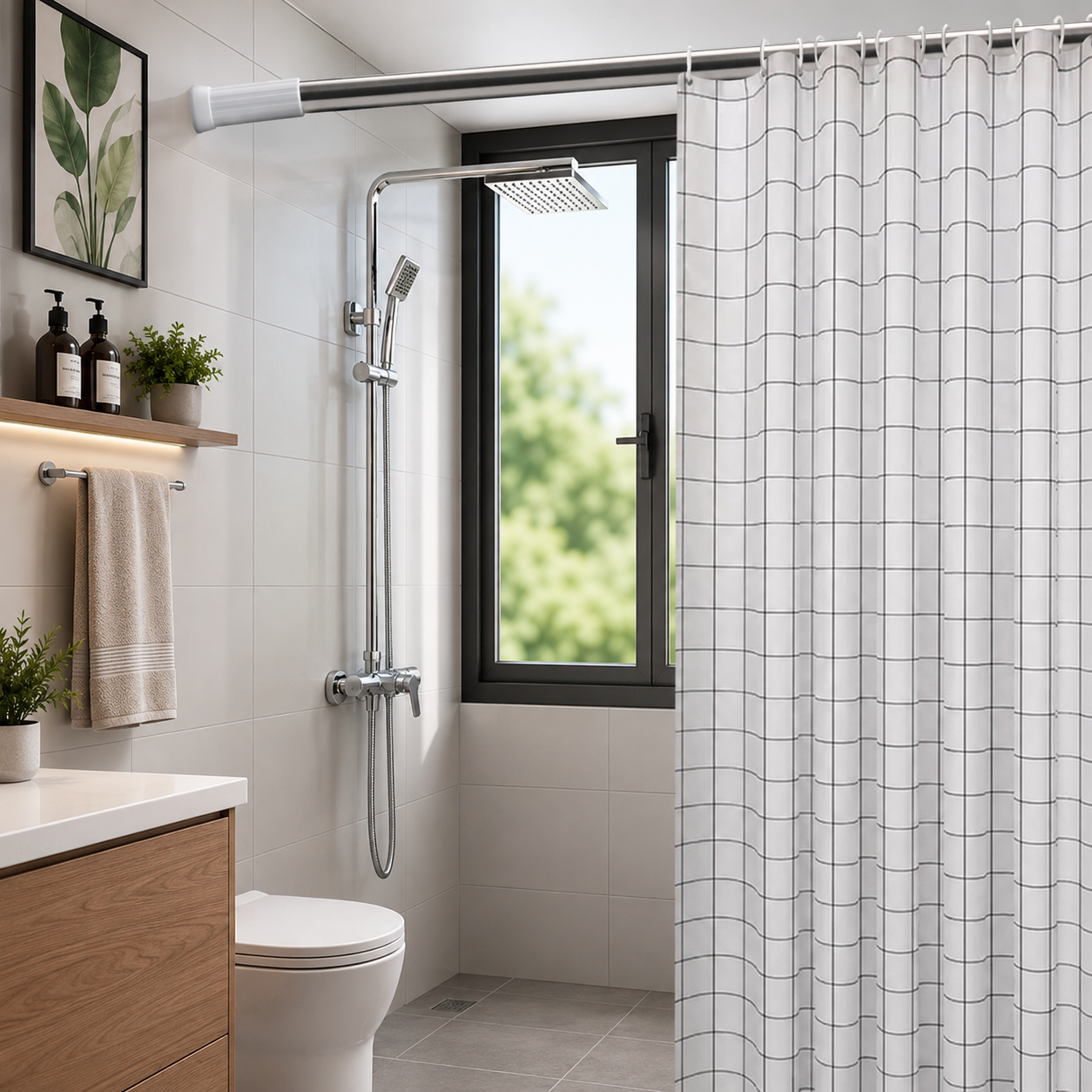 Barra Extensible para Cortina de Baño