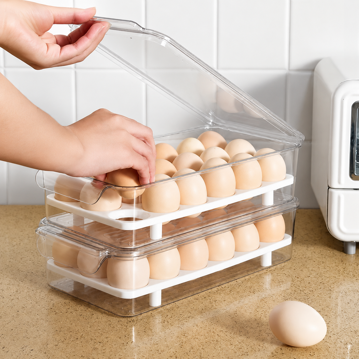 Organizador de huevos con tapa