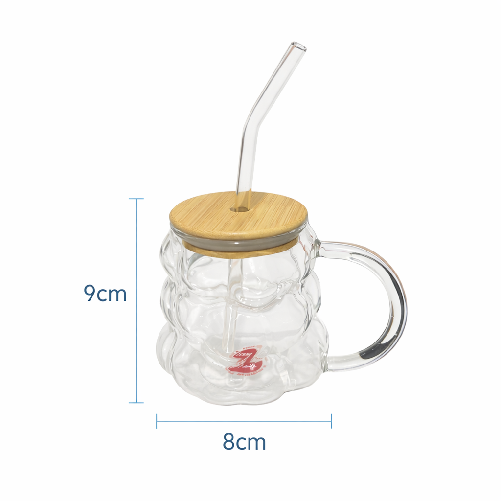 Vaso de vidrio con tapa de bambú