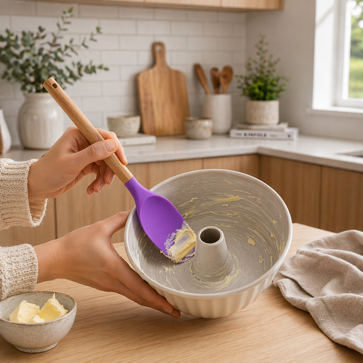 Paleta de Silicona Premium con Mango de Madera