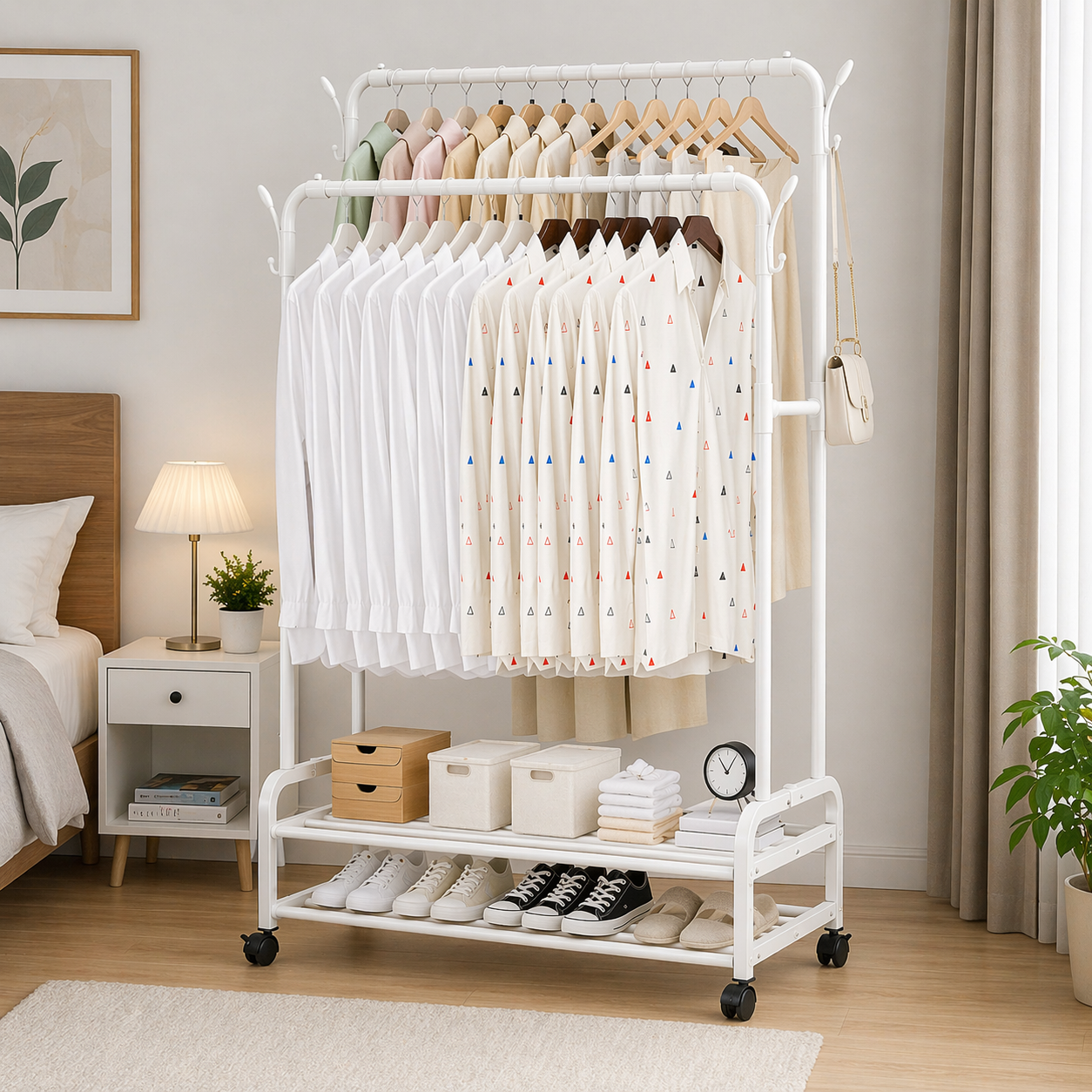 Estante Organizador de Ropa con Ruedas