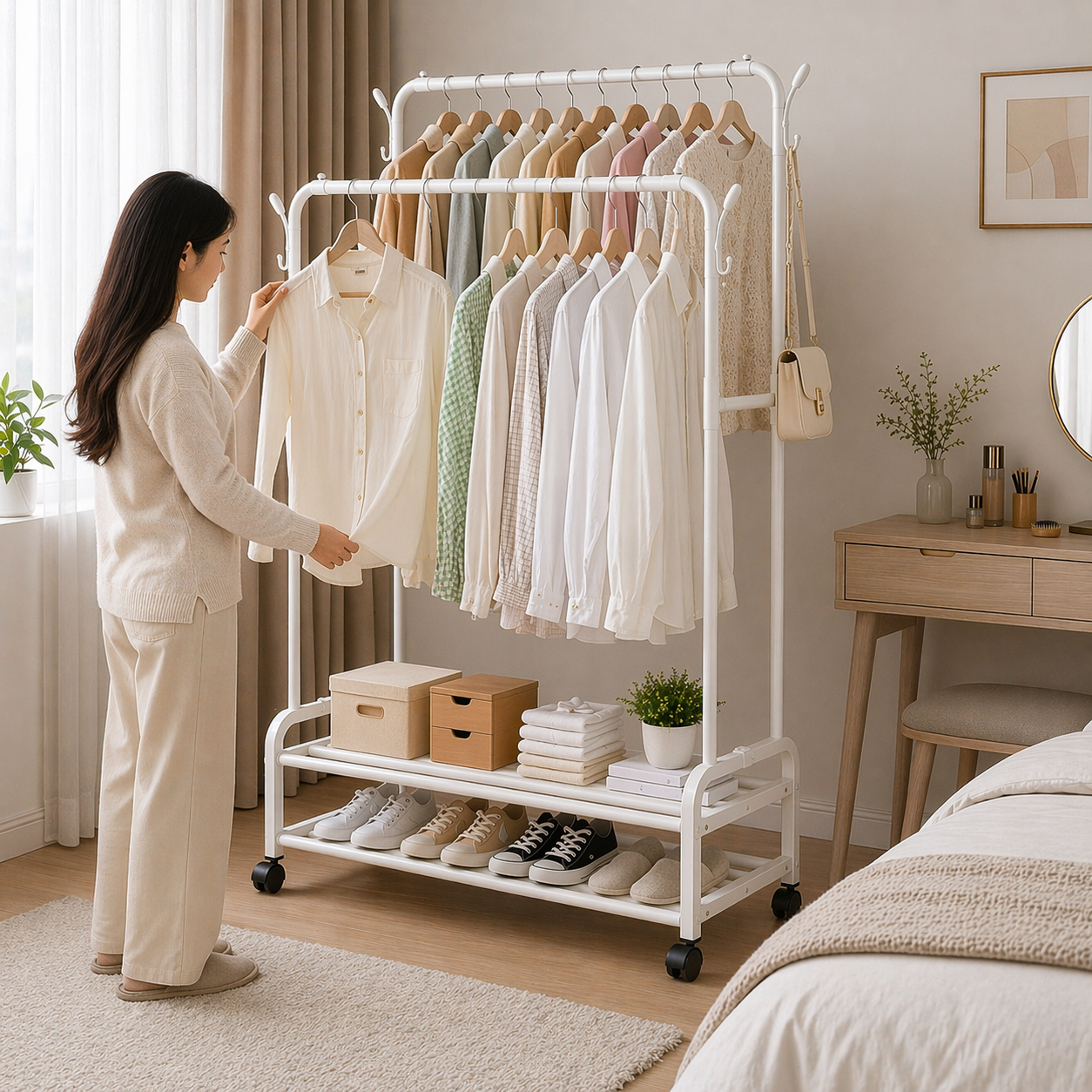 Estante Organizador de Ropa con Ruedas