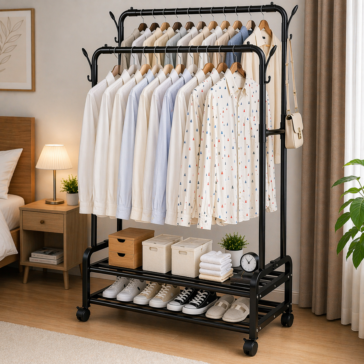 Estante Organizador de Ropa con Ruedas