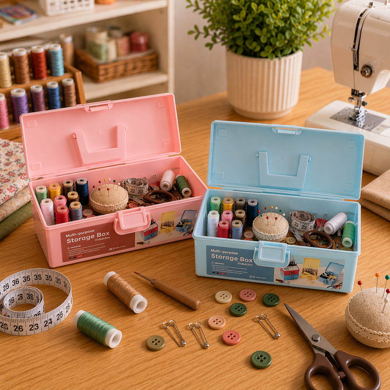 Pack de 2 Cajas Organizadoras Multiuso para Costura y Manualidades