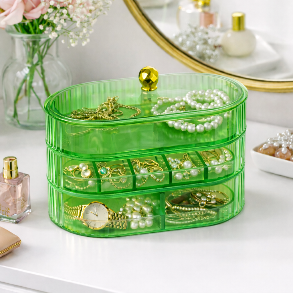 Joyero Organizador de 3 Niveles con Compartimentos