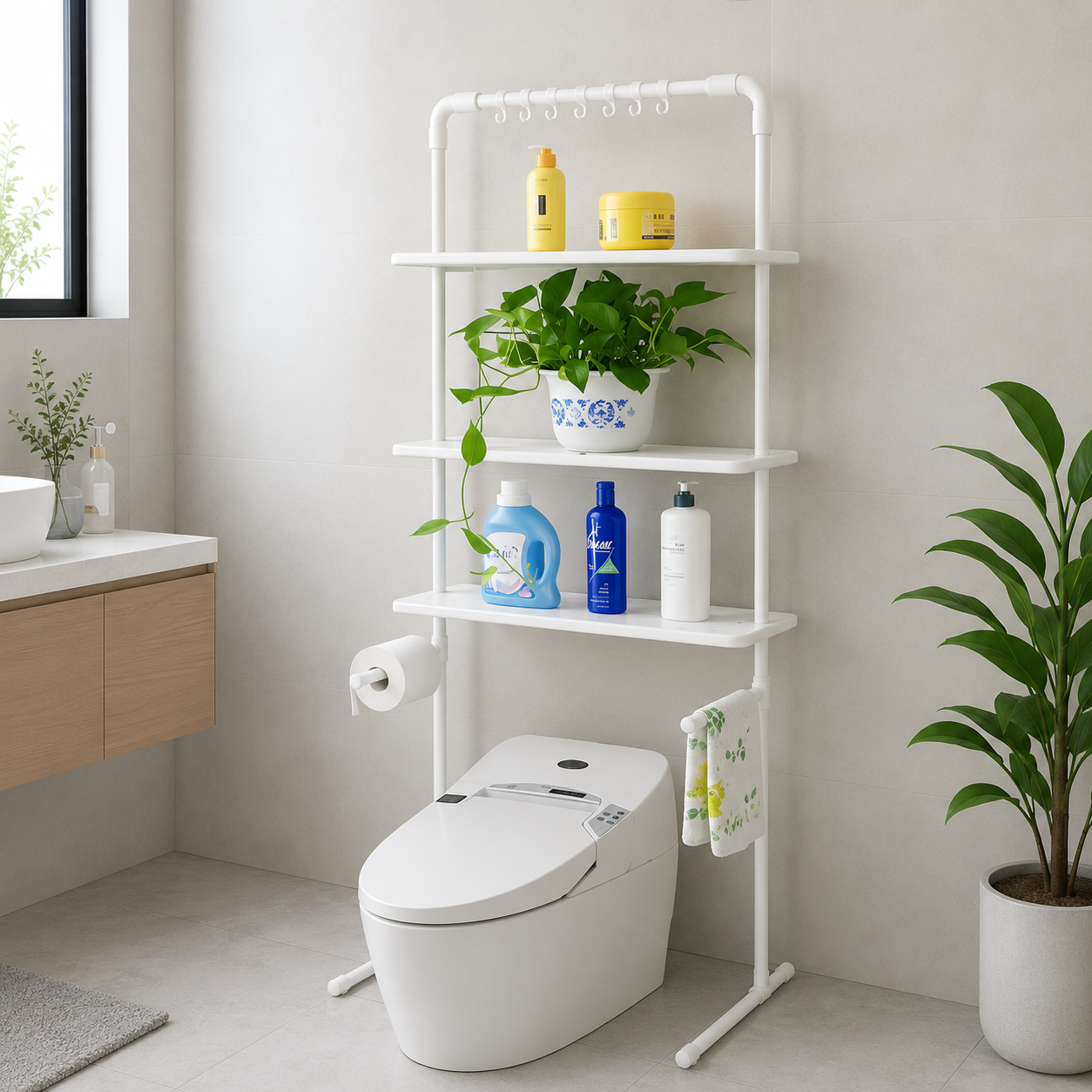 Estante de baño y organizador 2 en 1