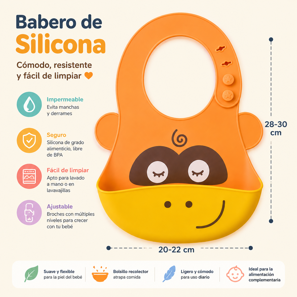 Babero de Silicona para Bebé