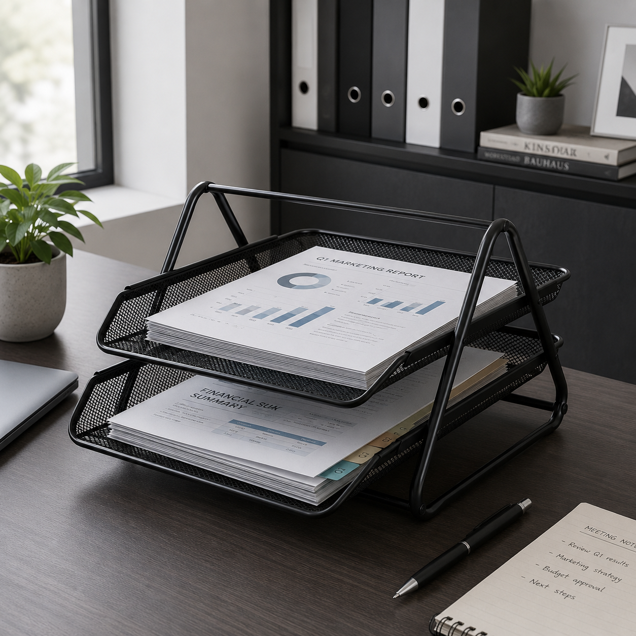 Organizador de escritorio metálico 2 niveles
