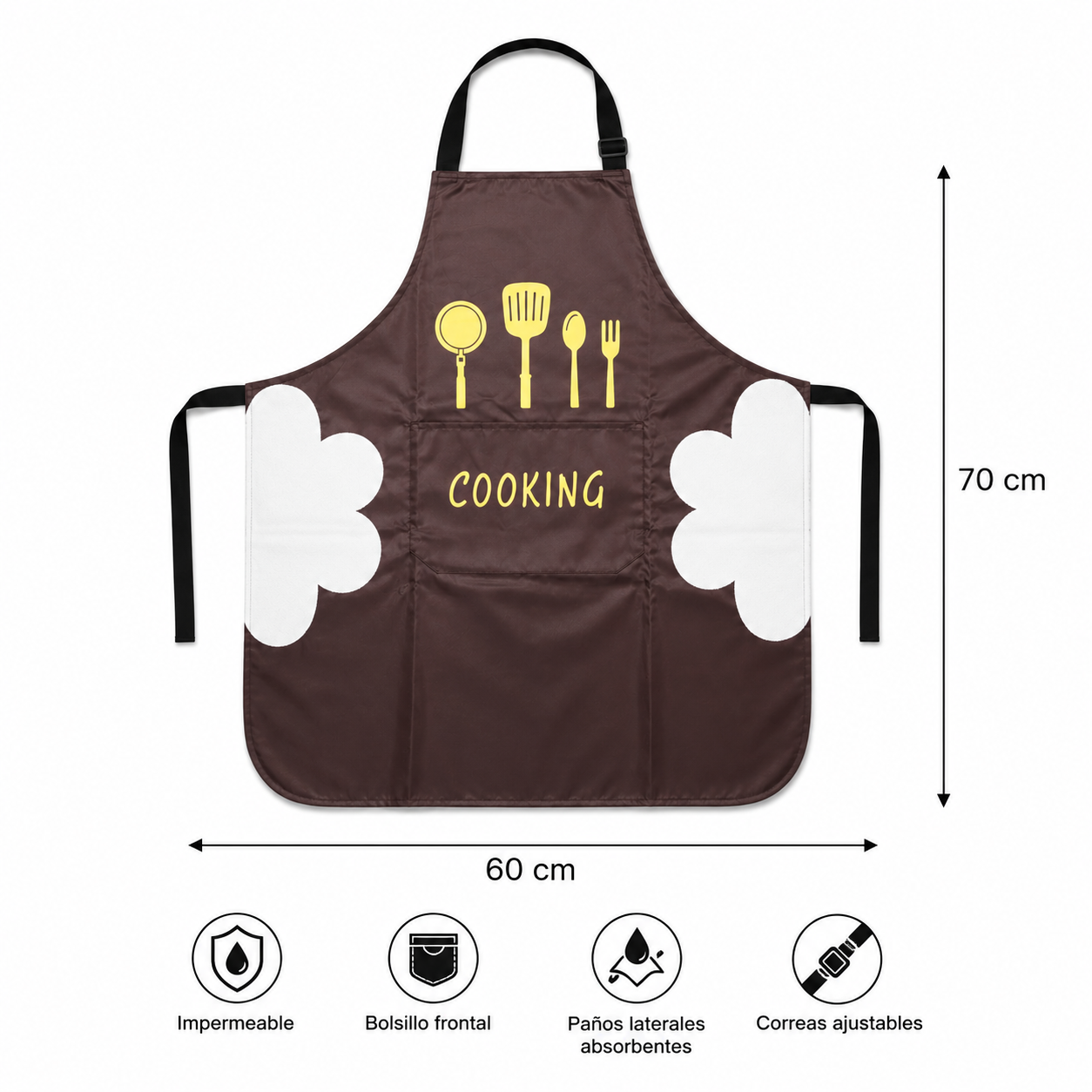 Mandil de Cocina Impermeable con Bolsillo Frontal