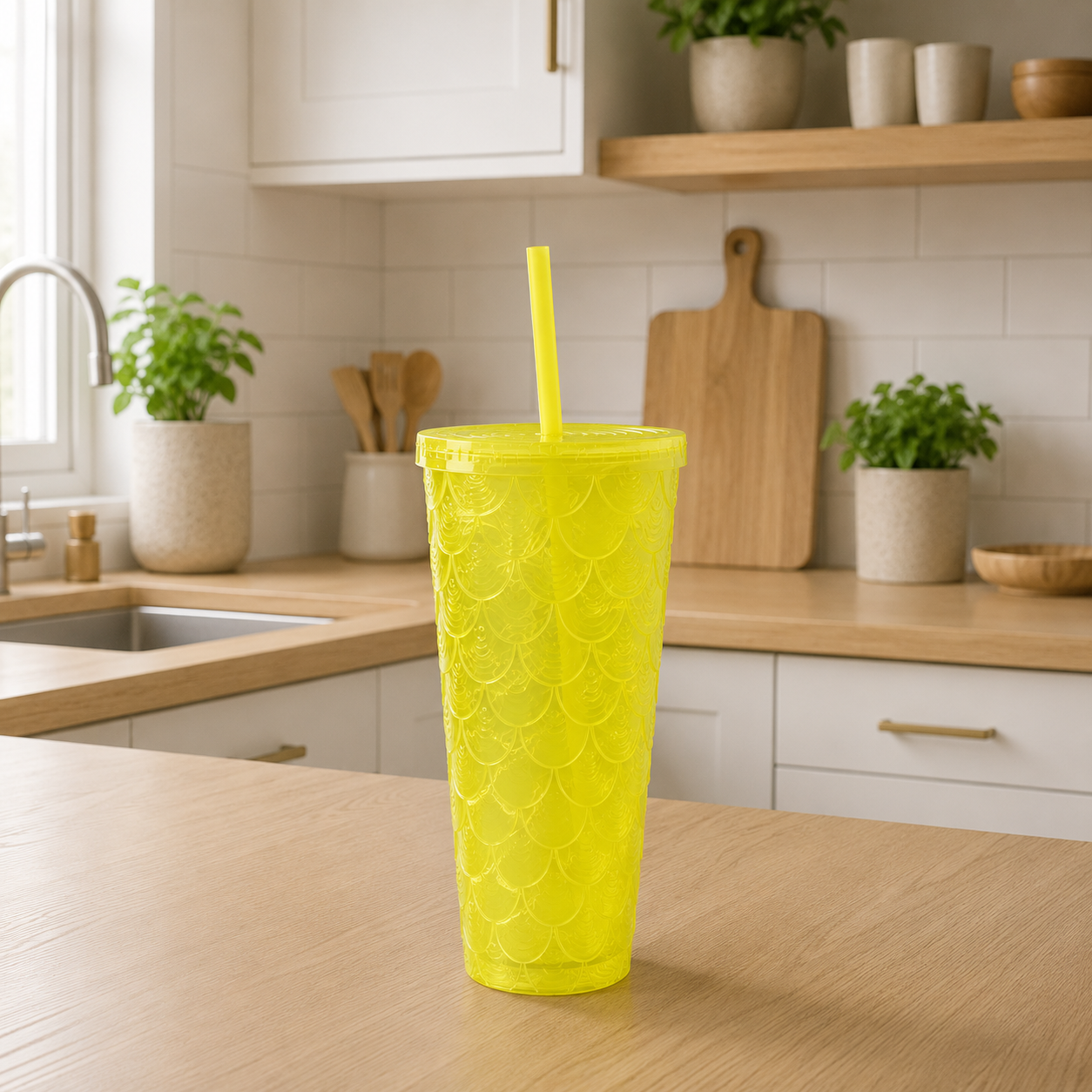 Vaso Tumbler con Tapa y Sorbete