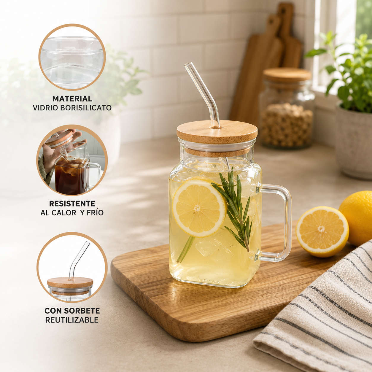 Vaso de Vidrio Borosilicato 600ml