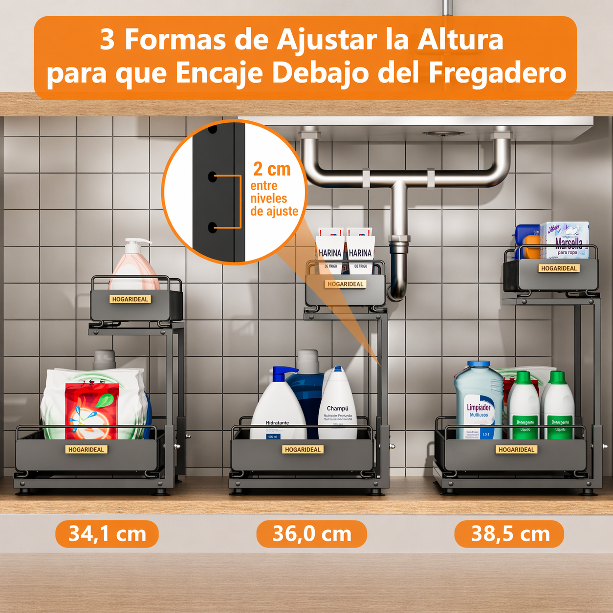 Organizador Extensible para Debajo del Lavadero