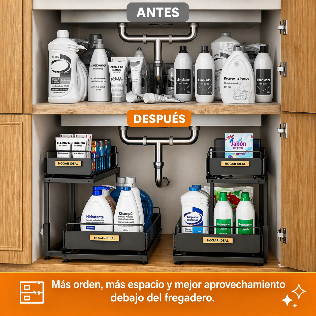 Organizador Extensible para Debajo del Lavadero