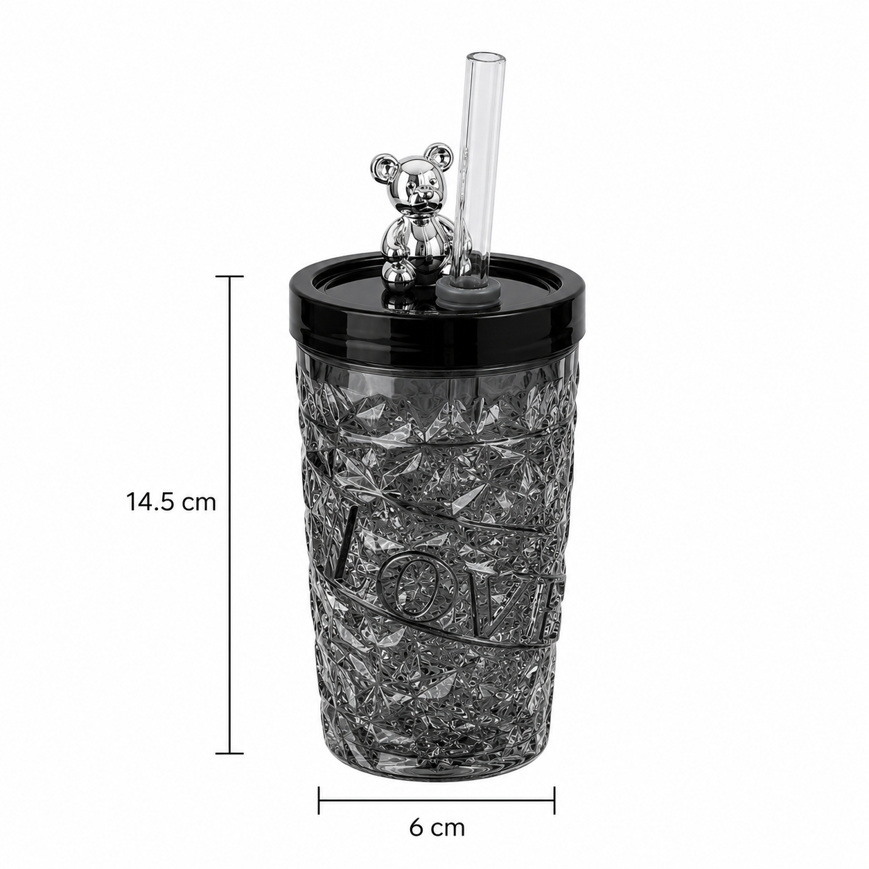Vaso LOVE con sorbete de vidrio