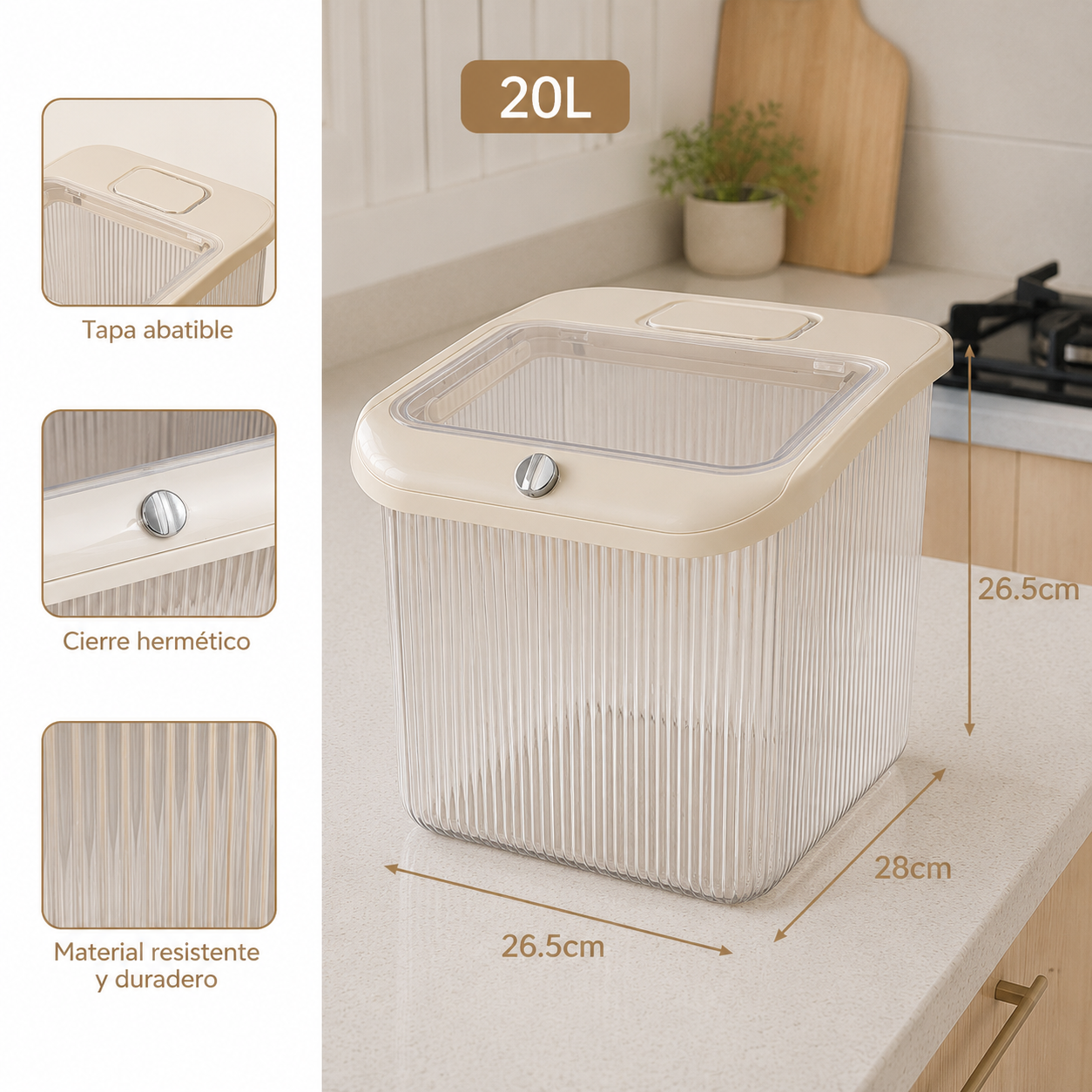 Contenedor Hermético para Arroz 20L