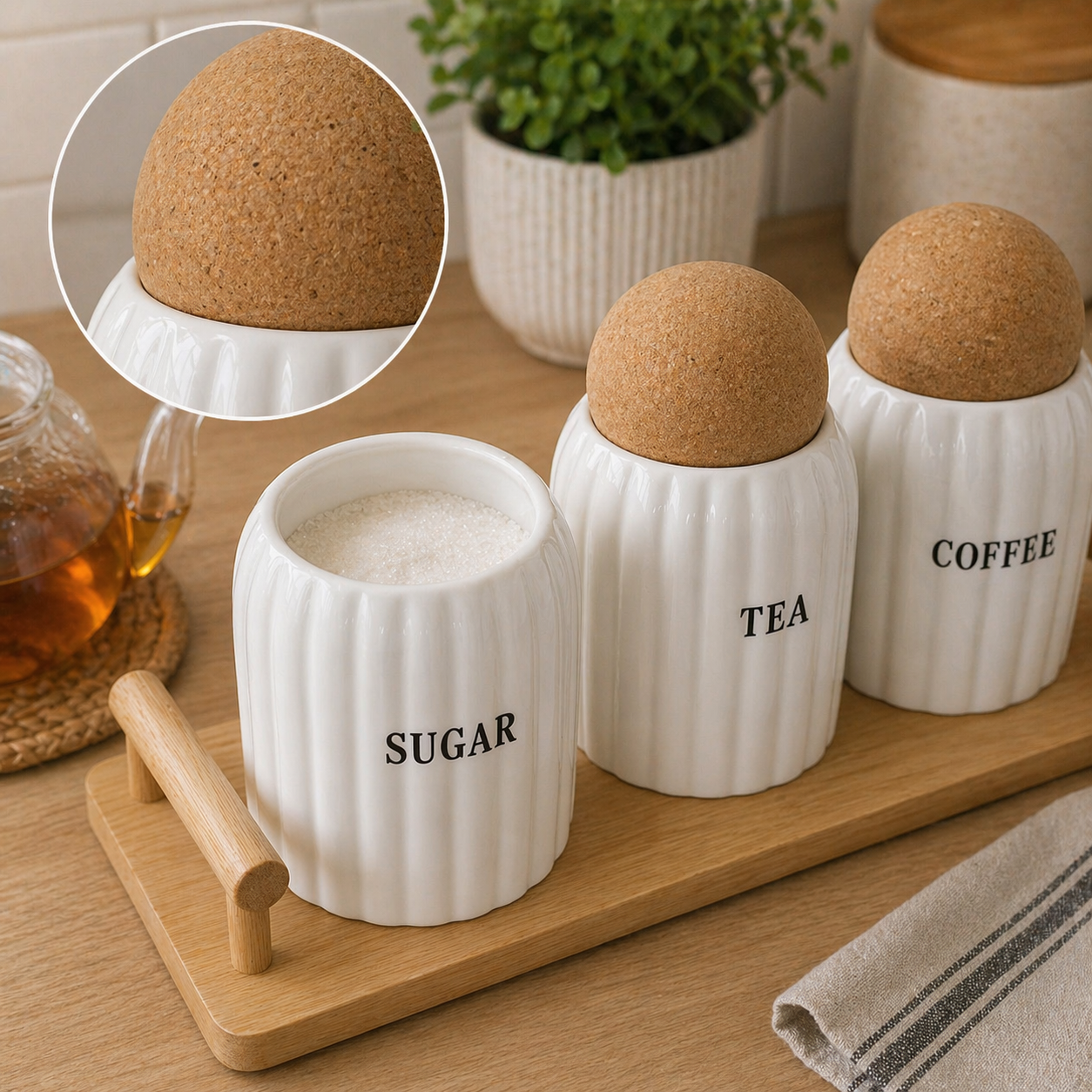 Set de Frascos de Cocina con Base de Bambú