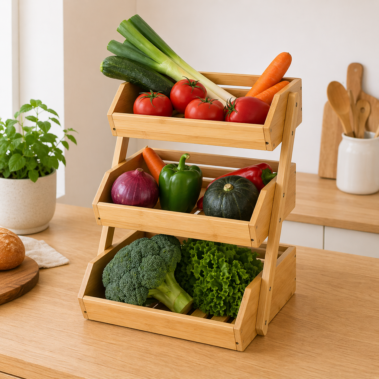 Organizador de Frutas y Verduras de 3 Niveles