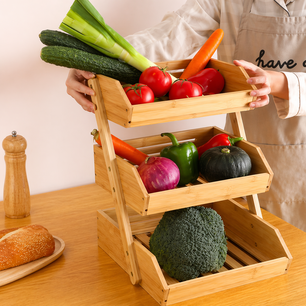 Organizador de Frutas y Verduras de 3 Niveles