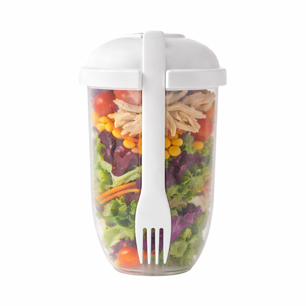 Contenedor Portátil para Ensaladas con Tenedor Integrado