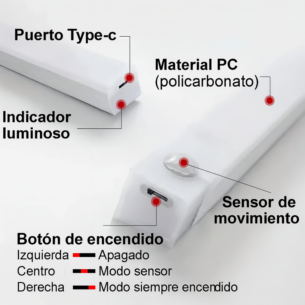 Luz led con sensor blanca
