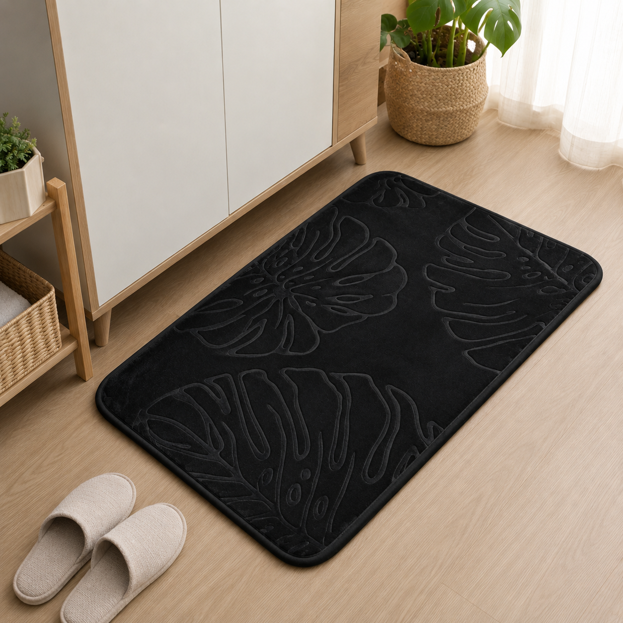 Alfombra Absorbente con Diseño de Hojas