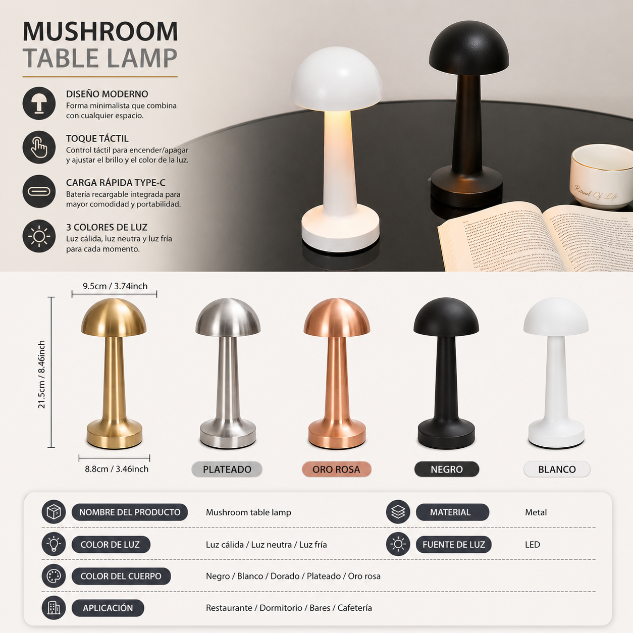 Lámpara Mushroom LED