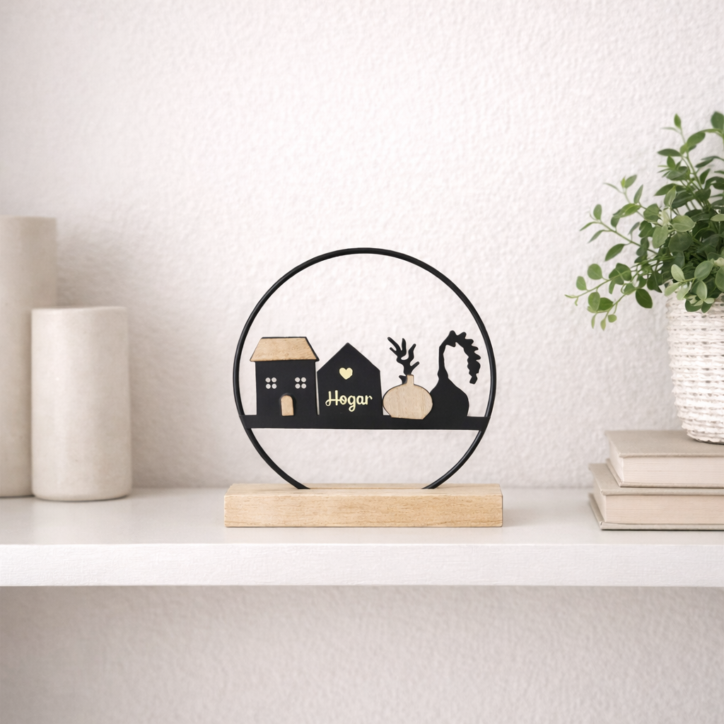Adorno Decorativo “Hogar” con Base de Madera