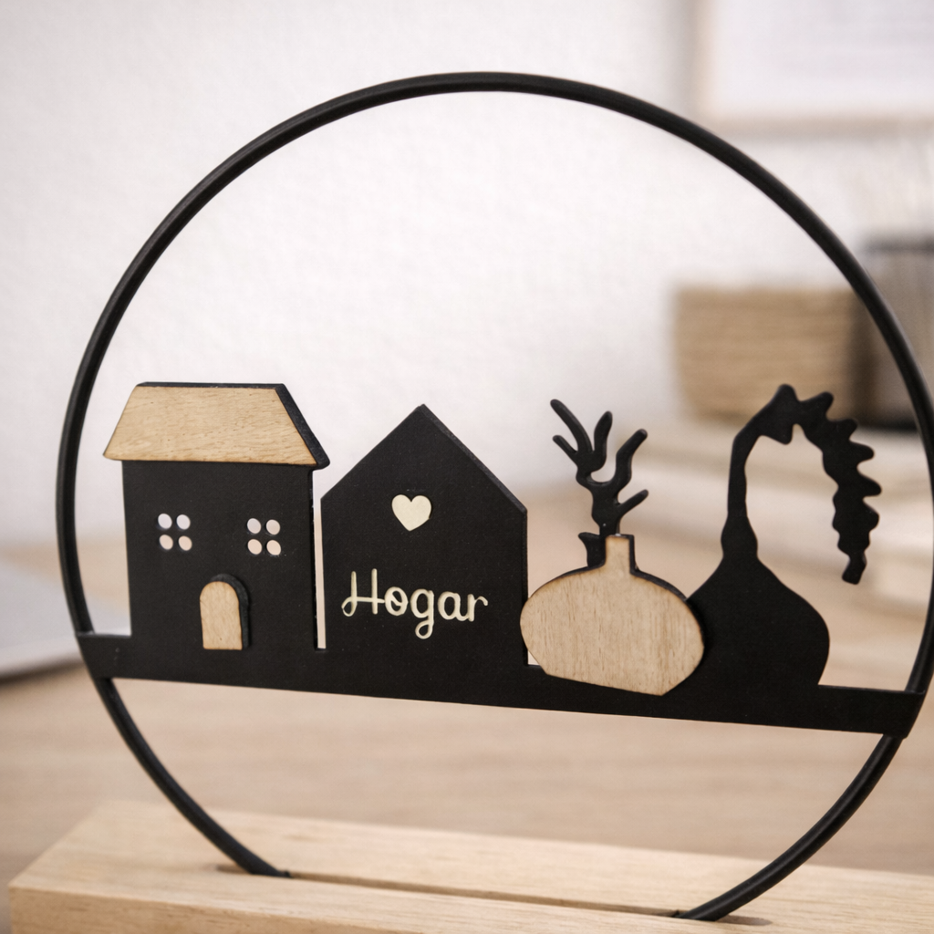 Adorno Decorativo “Hogar” con Base de Madera