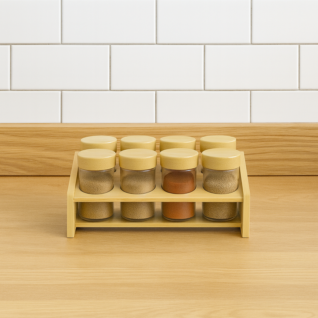 Set de especieros con soporte de bambú
