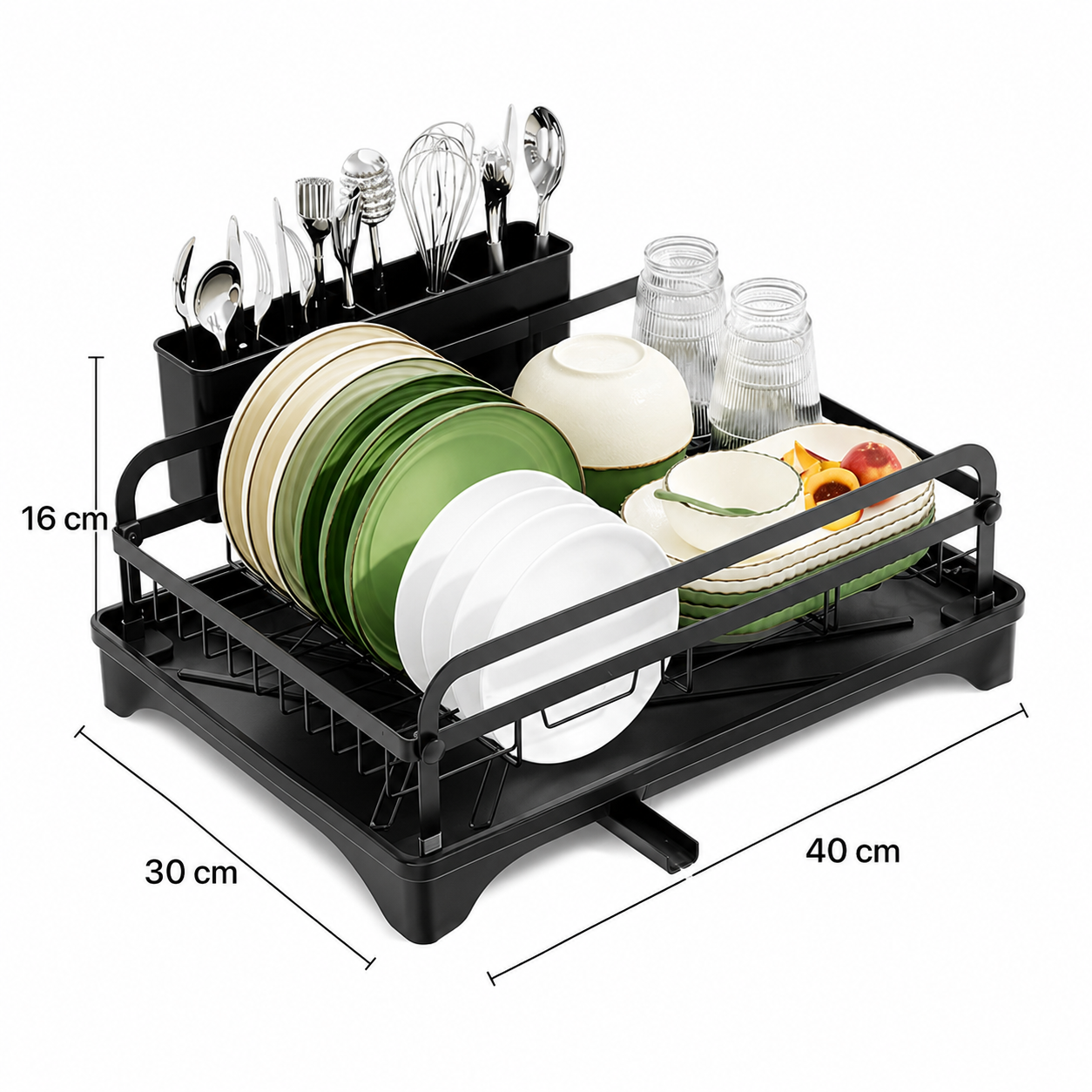 Escurridor de Platos con Soporte de Cubiertos