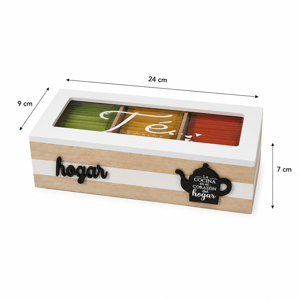 Caja Organizadora de té diseño hogar de 3 divisiones