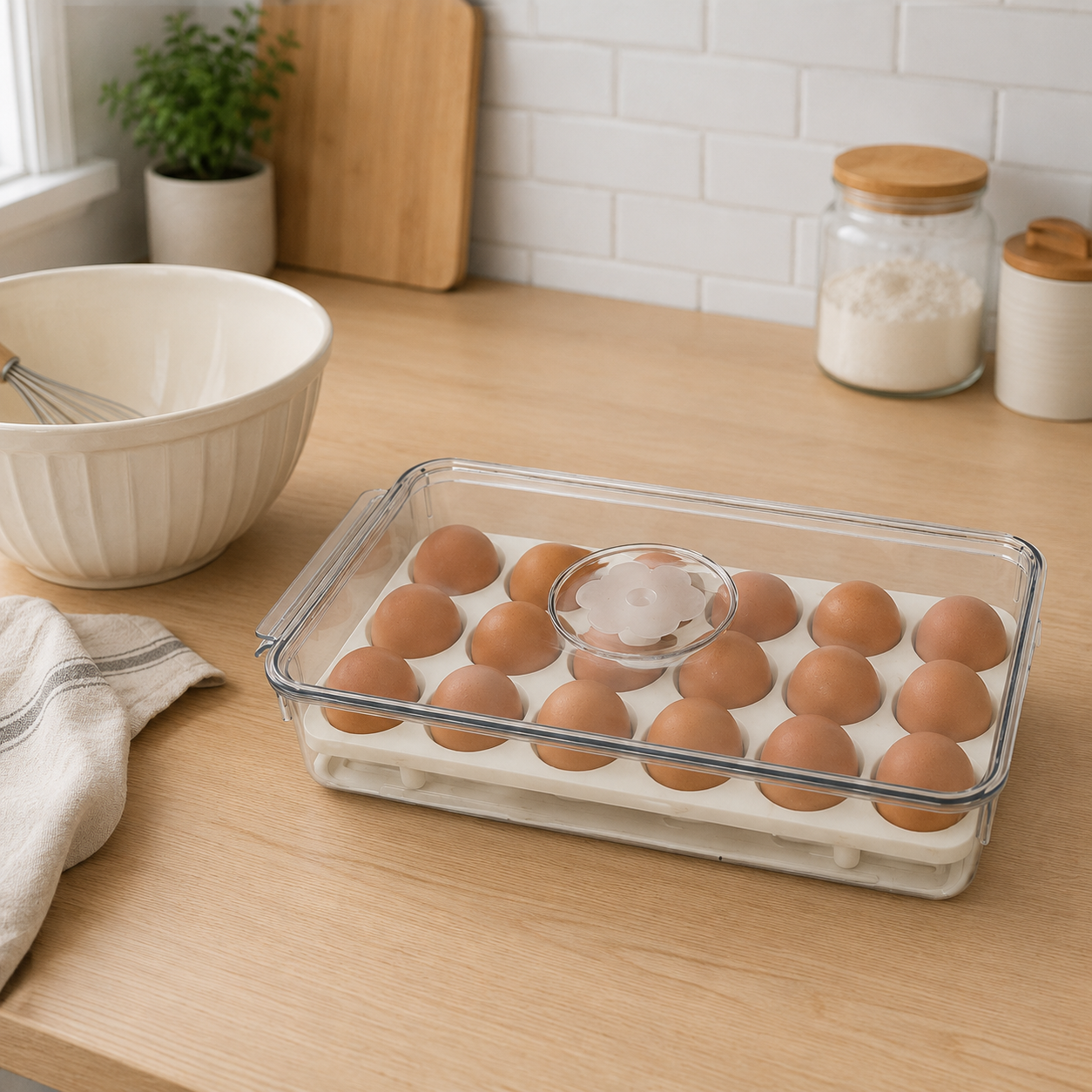 Organizador de huevos con tapa