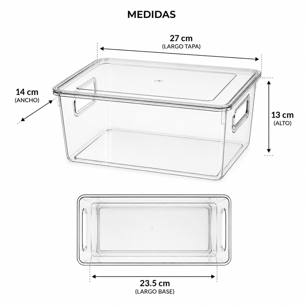 Contenedor Organizador Transparente con Tapa