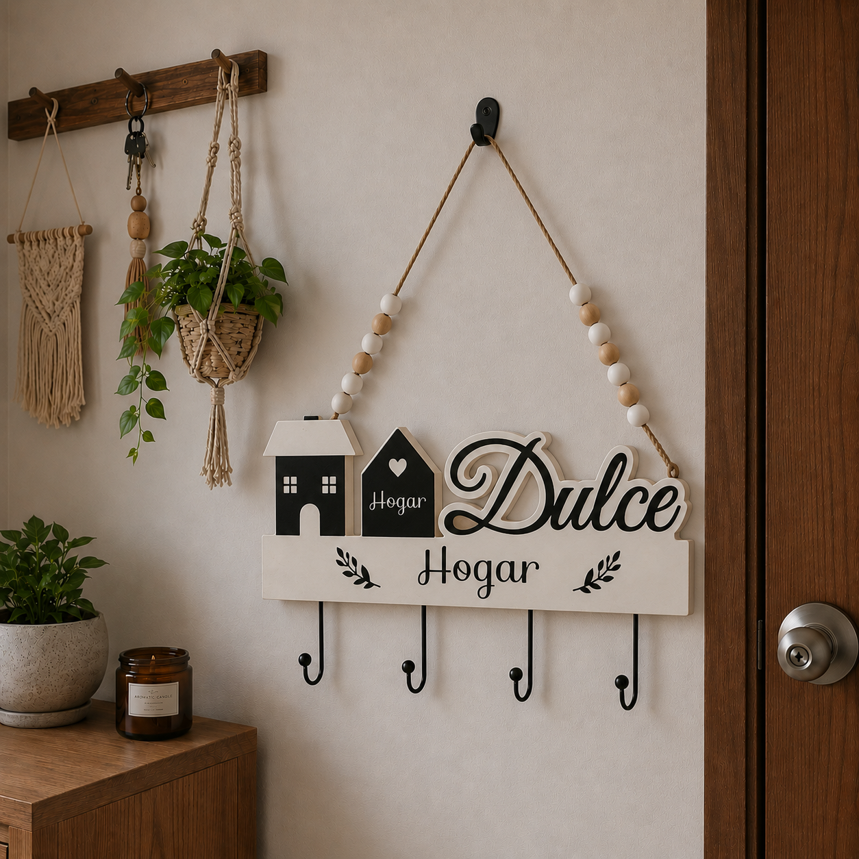 Colgador Decorativo con 4 Ganchos