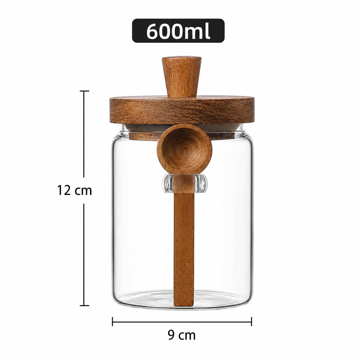 Frasco Hermético con Tapa de Madera 600ml
