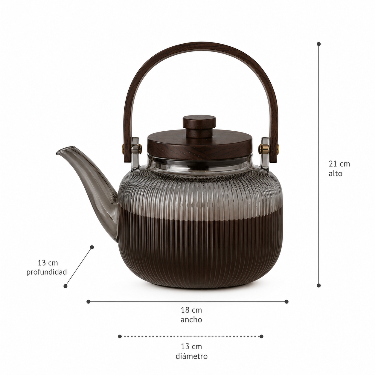 Tetera de Vidrio Acanalado Premium