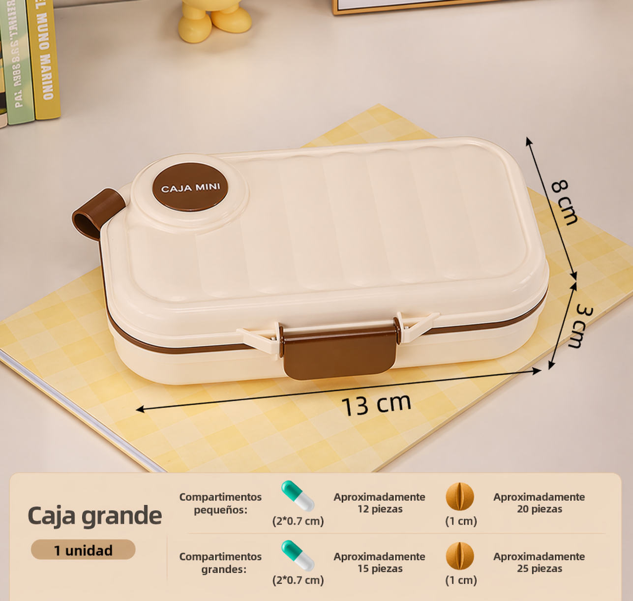 Caja organizadora portátil de pastillas