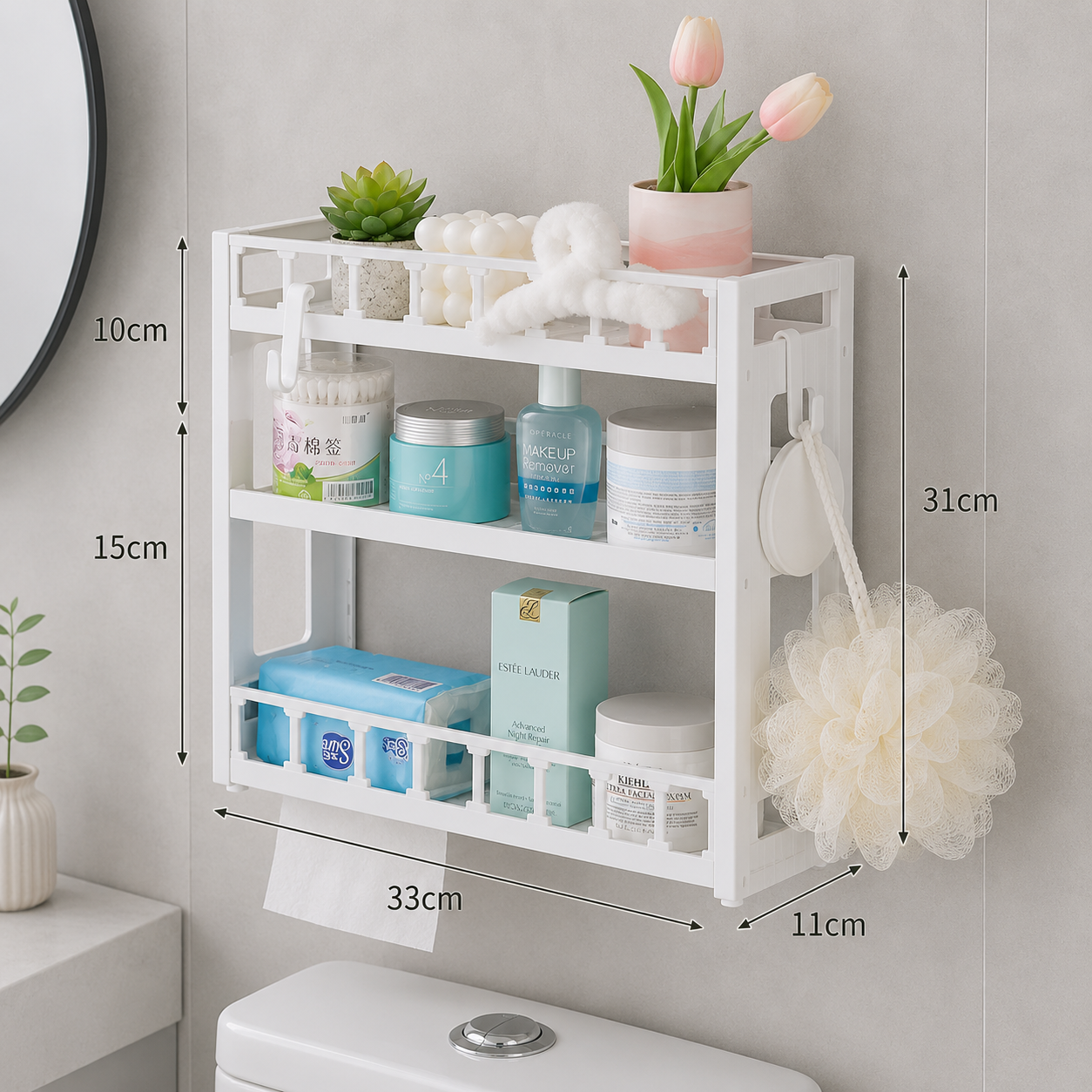 Organizador de Baño Multifuncional de 2 Niveles