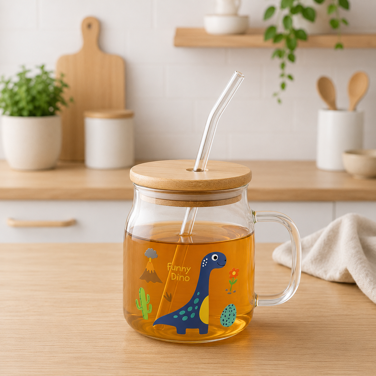 Taza con tapa de bambú infantil