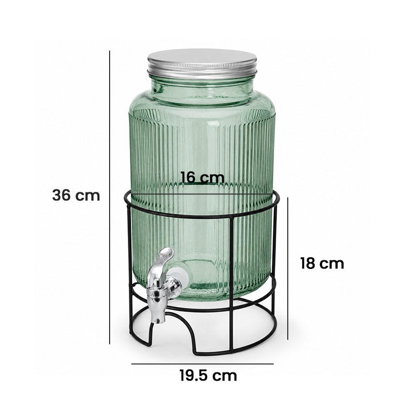 Dispensador de Bebidas de Vidrio con Base Metálica 5.5L
