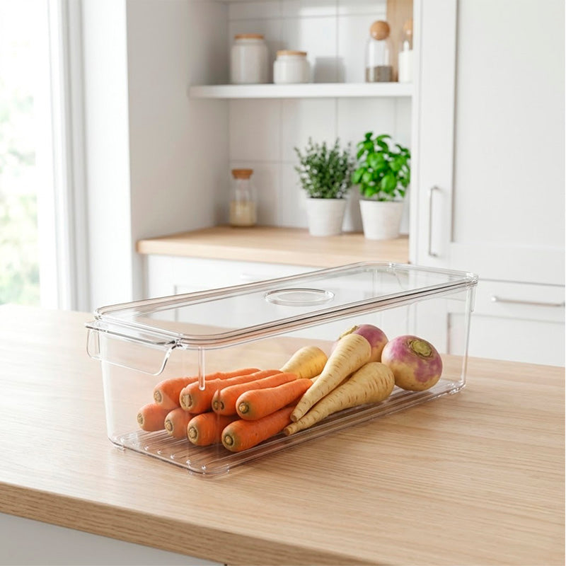 Organizador Acrílico con Tapa para Refrigerador y Cocina
