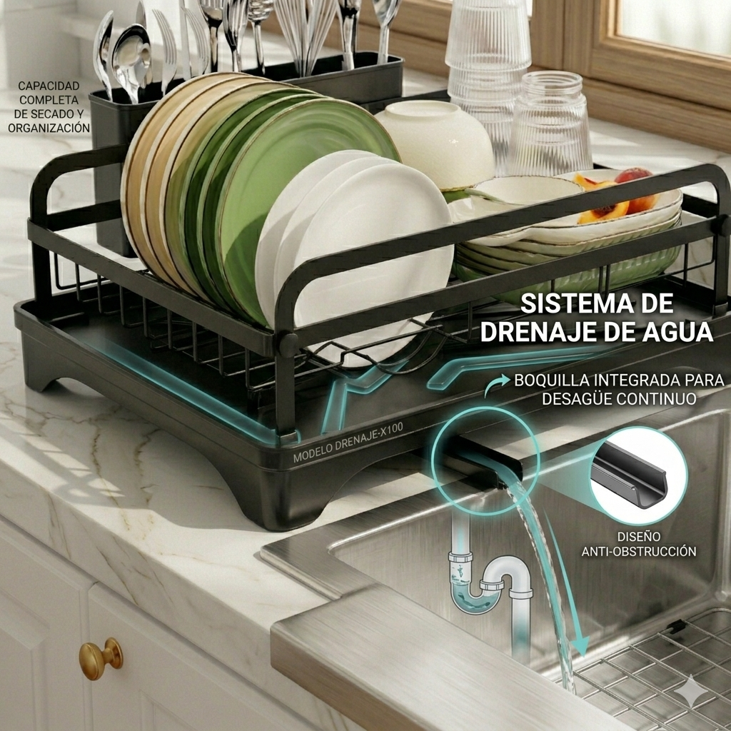 Escurridor de Platos con Soporte de Cubiertos