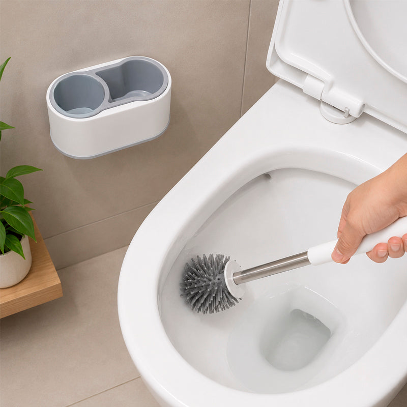 Escobilla de Baño de Silicona con Base Desmontable para Pared