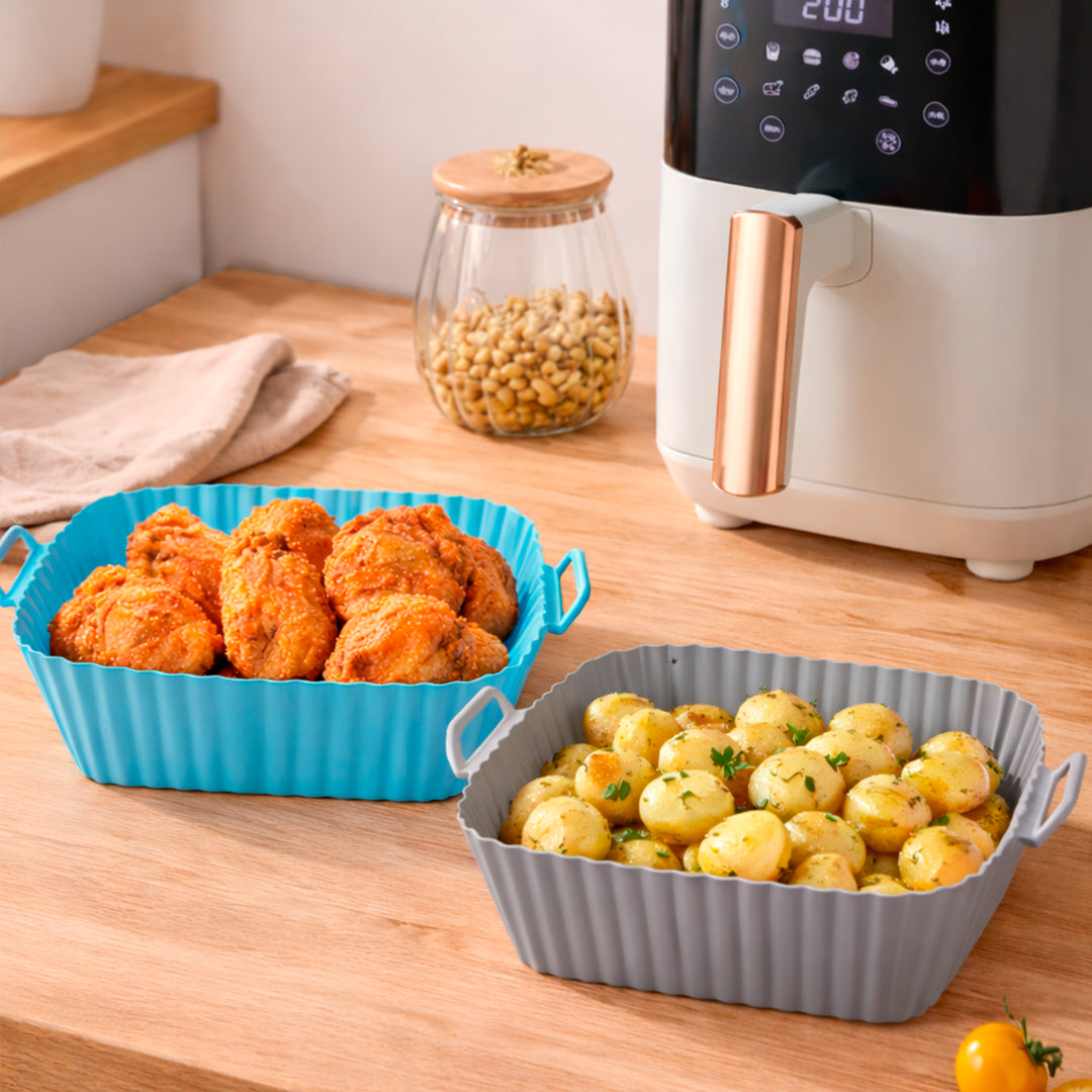 Molde de Silicona Cuadrado para Air Fryer con Asas