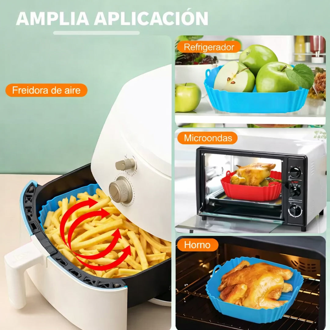 Molde de Silicona Cuadrado para Air Fryer con Asas